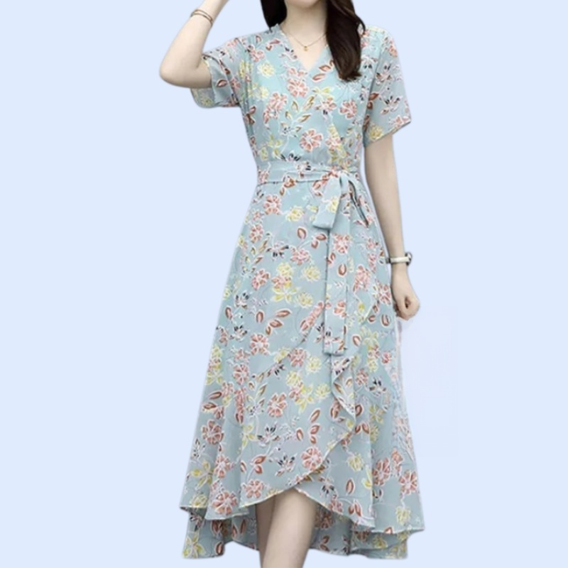 여름 플로럴 롱 드레스 아이스 실크 원피스