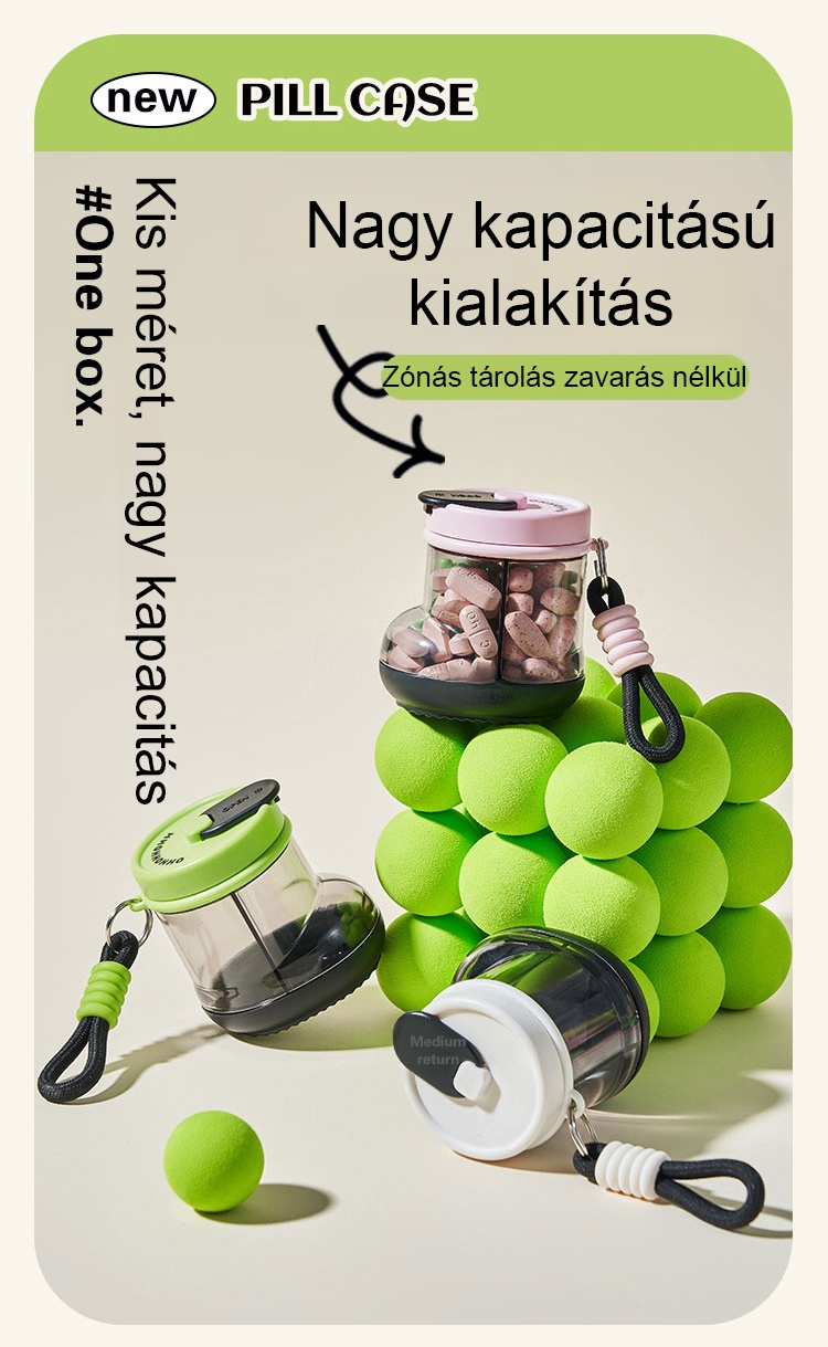 Kis csomagtartó forgó gyógyszeres doboz elölről