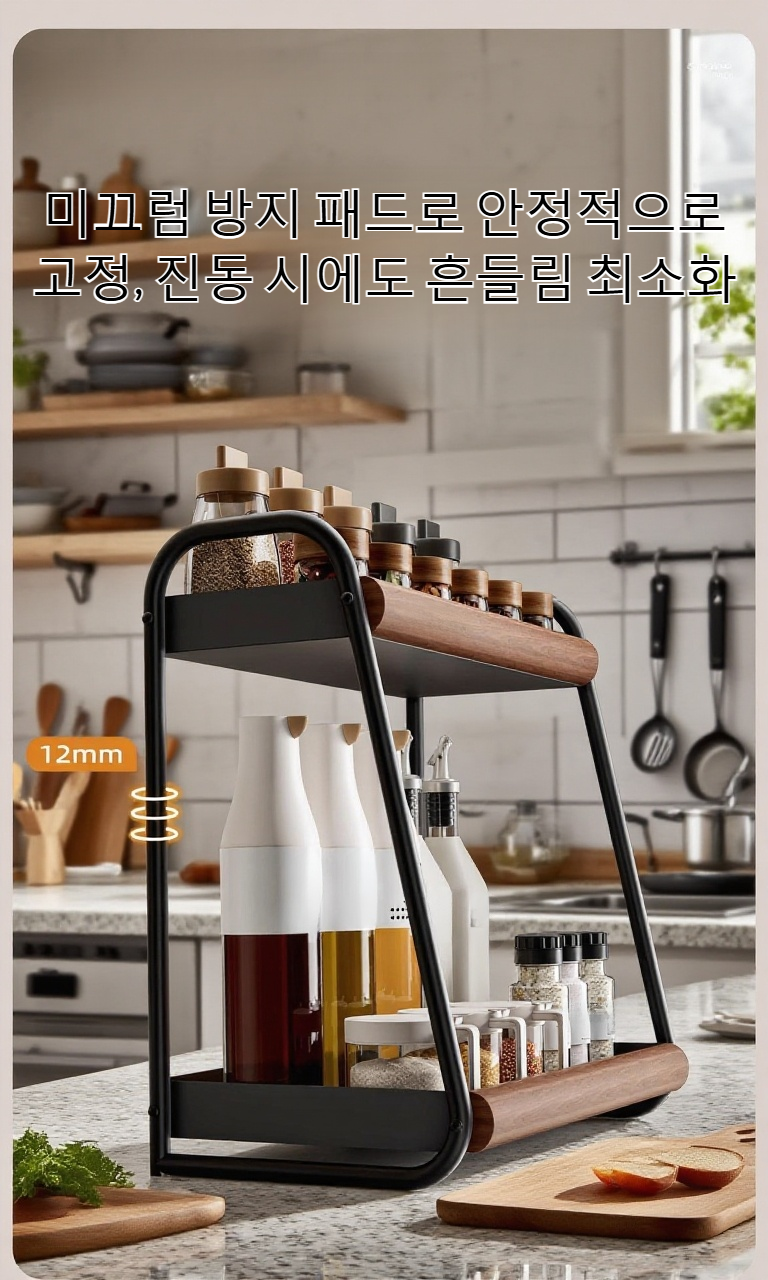 주방에 설치된 실용적인 조미료 랙