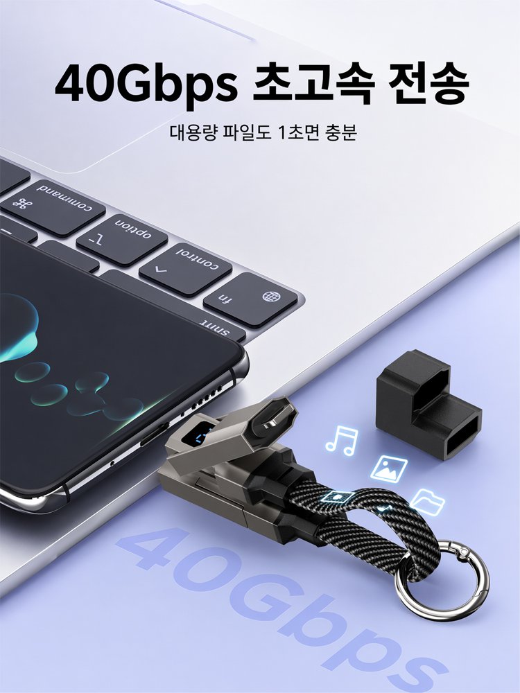 65W 키링 고속 충전 데이터 케이블