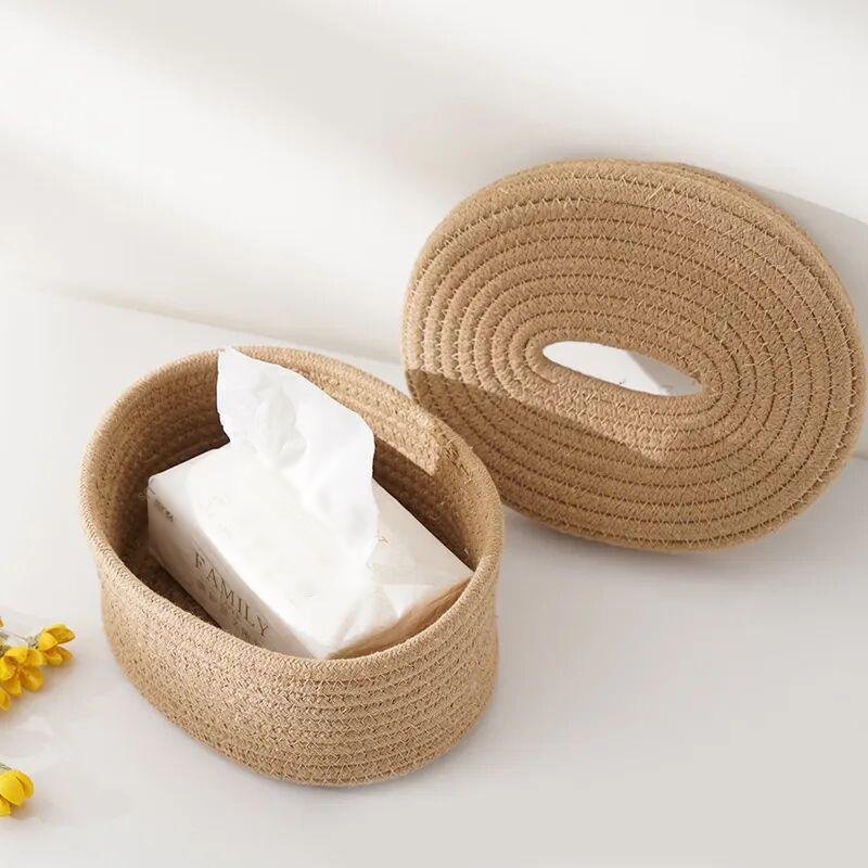 Cotton rope paper box with lid Nordic style living room dining table napkin storage box tissue box l
