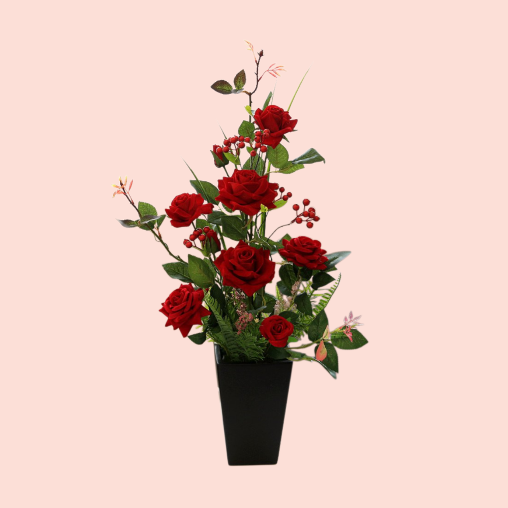 Artificial flower decoration plant 6 colors 3 heads rose