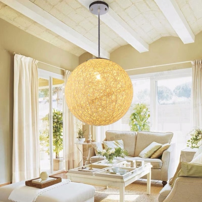 不易變形手工藤藝麻球燈