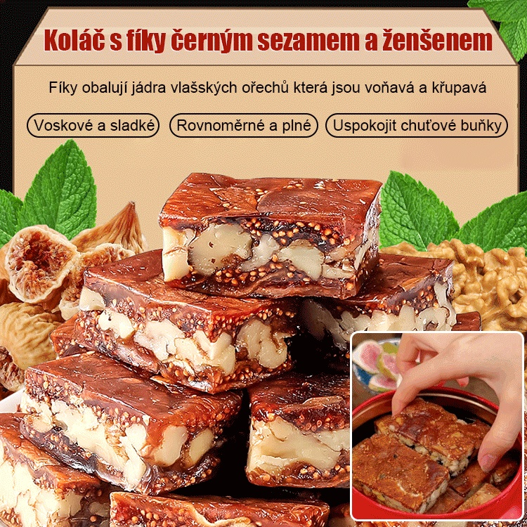 Fíkový koláč s černým sezamem a ženšenem