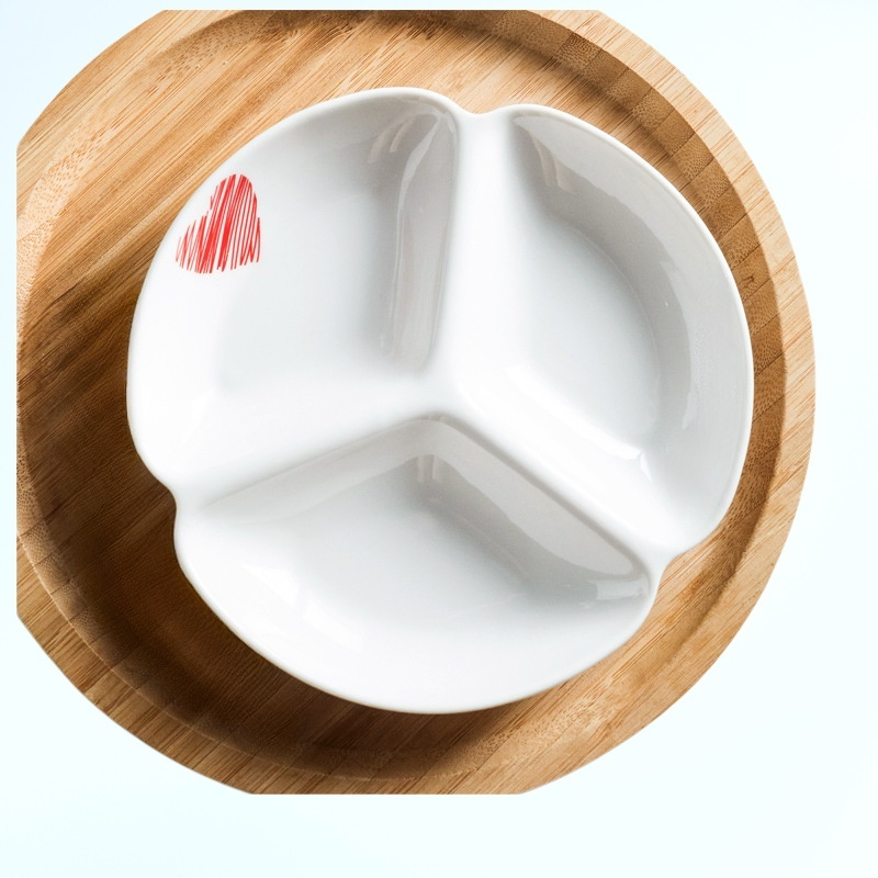 家庭用の複数のコンパートメントを備えた分割された脂肪減少定量食事トレイ、2コンパートメントセラミック食事トレイ