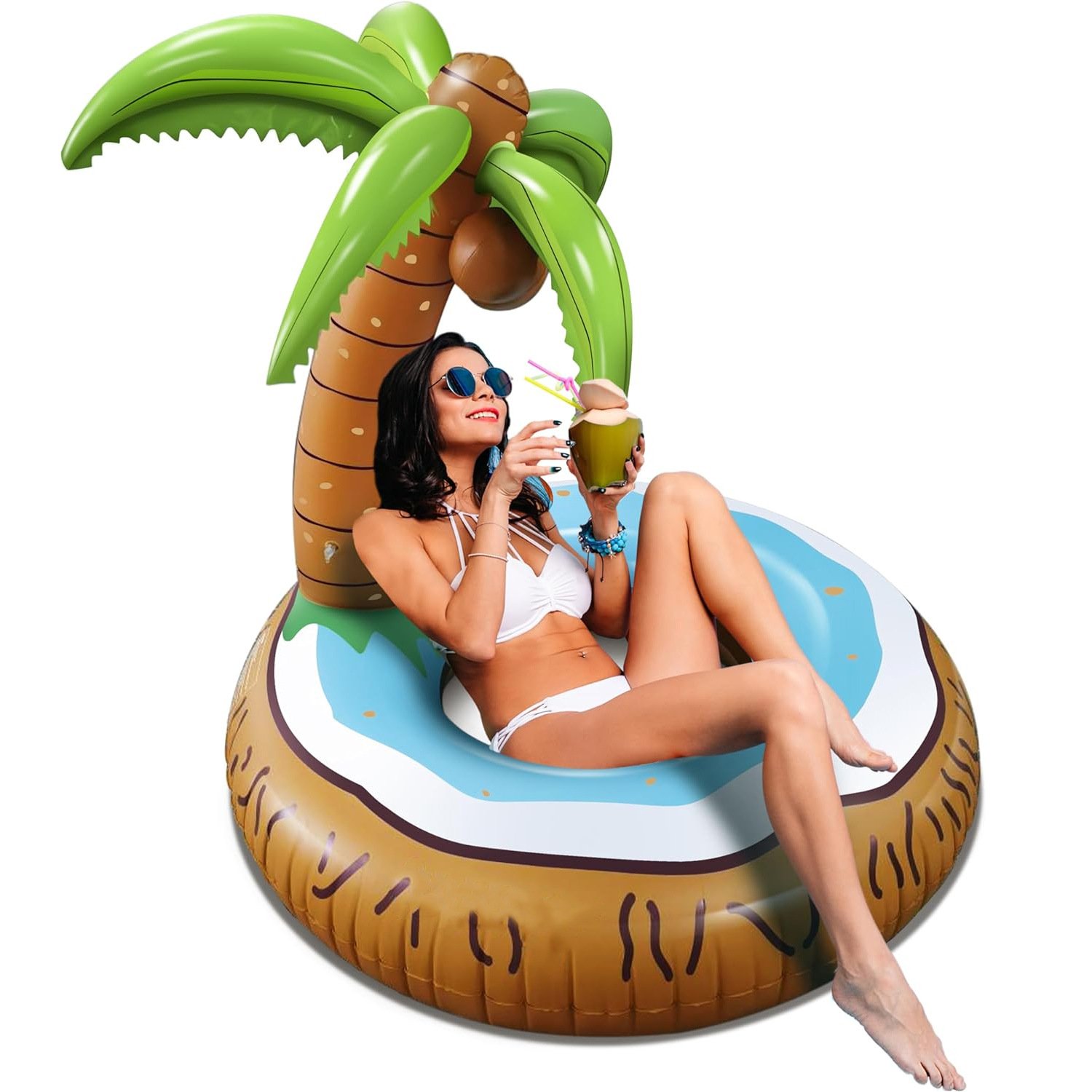 Kokosnussbaum-Poolspielzeug, aufblasbarer Schwimmring für Erwachsene, Sommer-Poolspielzeug, schwimme