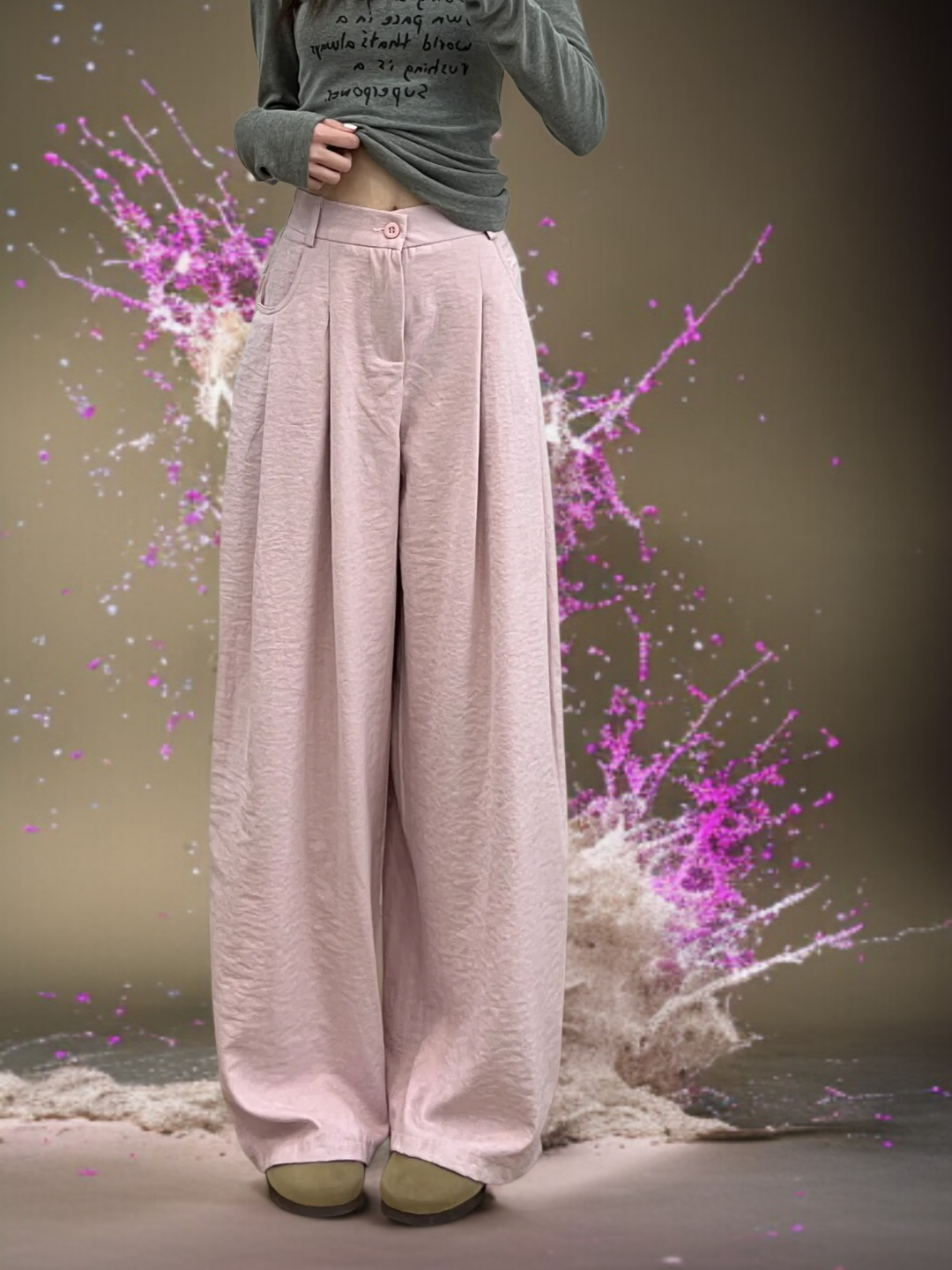 핑크색 와이드 진