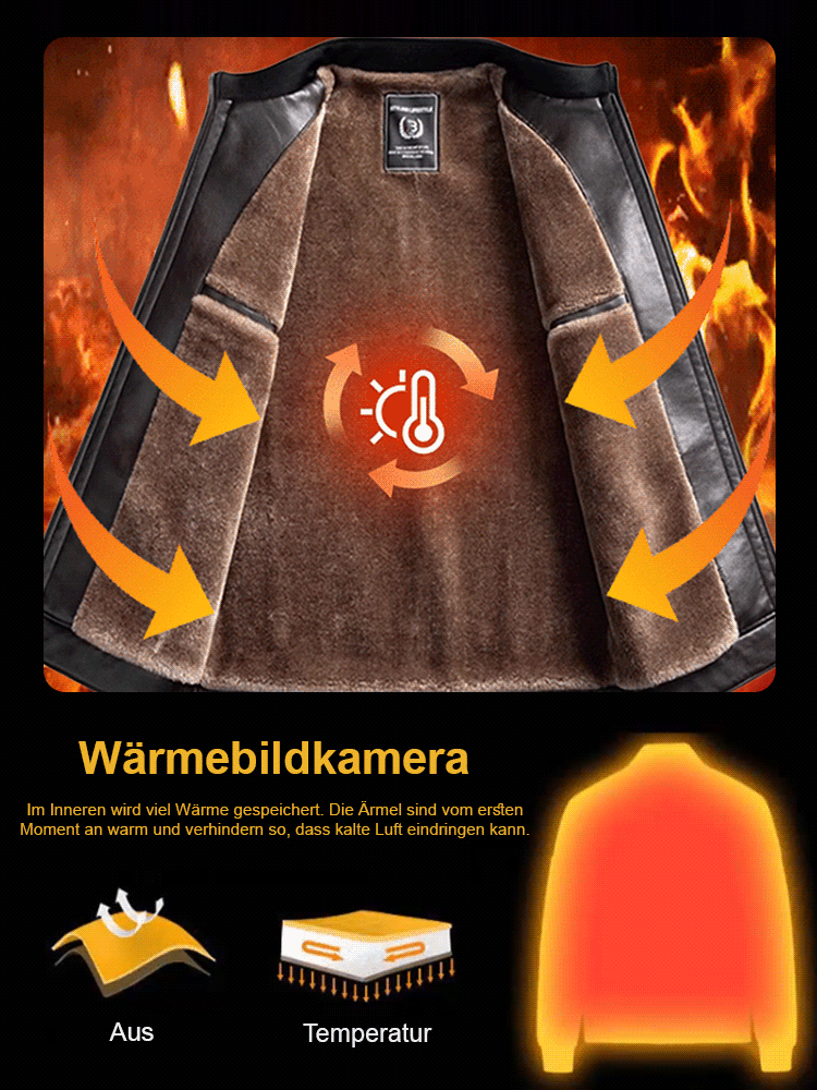 Herren gefütterte und verdickte Lederjacke