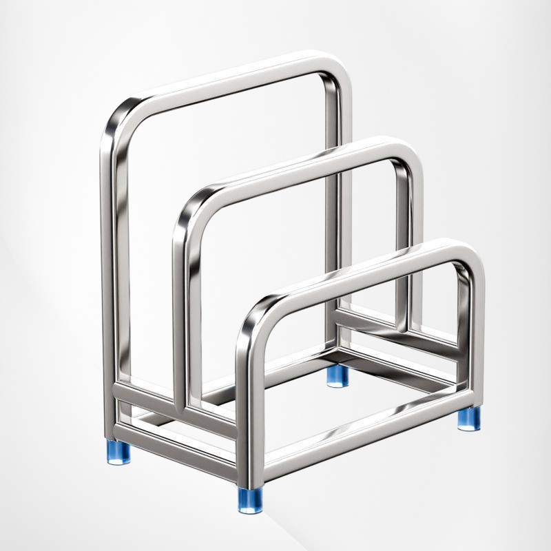 ステンレスダブルレイヤー多機能まな板＆鍋蓋ラック水切りトレイ付き