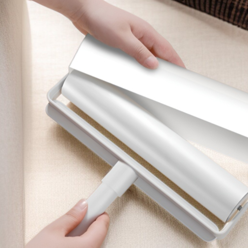 Long Handle Lint Roller Household Cleaning Tool for Bed and Floor with Tearable Paper