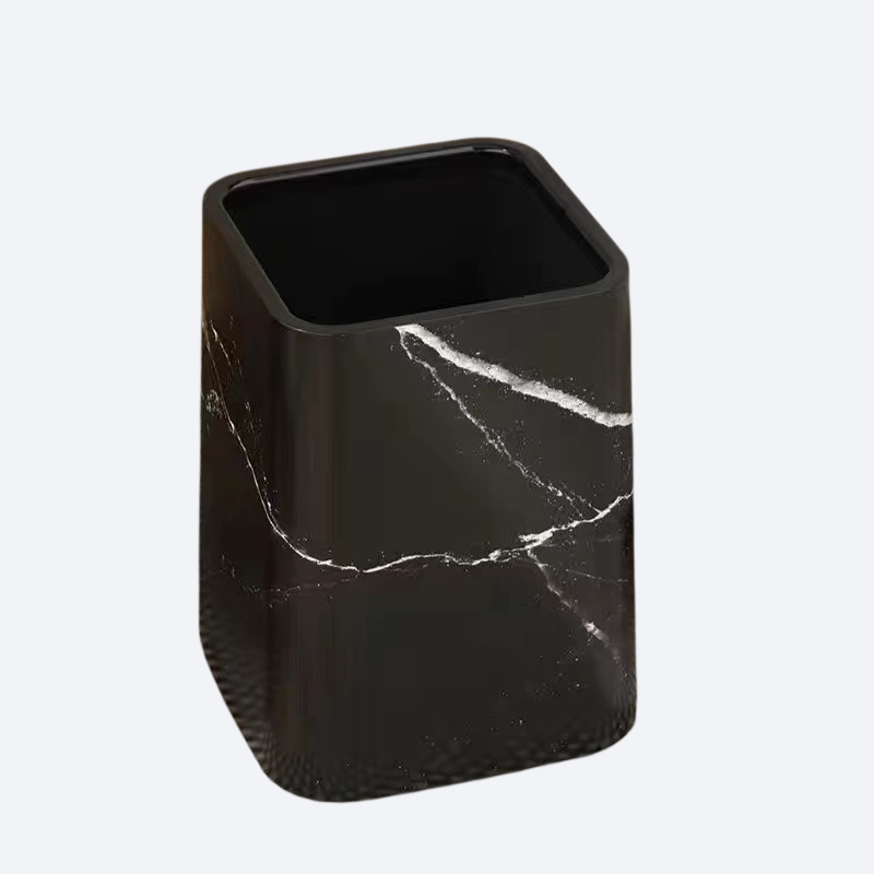 Vintage marble household large capacity covered trash can