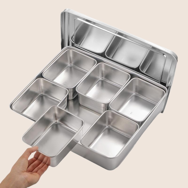 304 covered stainless steel compartment storage box
