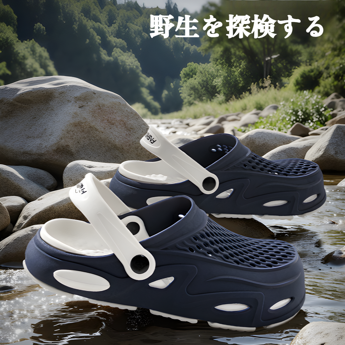 男性用のホールシューズ、アウトドアドライビングシューズ、2025年新作の滑り止めビーチシューズ、通気性と耐摩耗性に優れたスリッパ、双方向サンダル、サマーサンダル