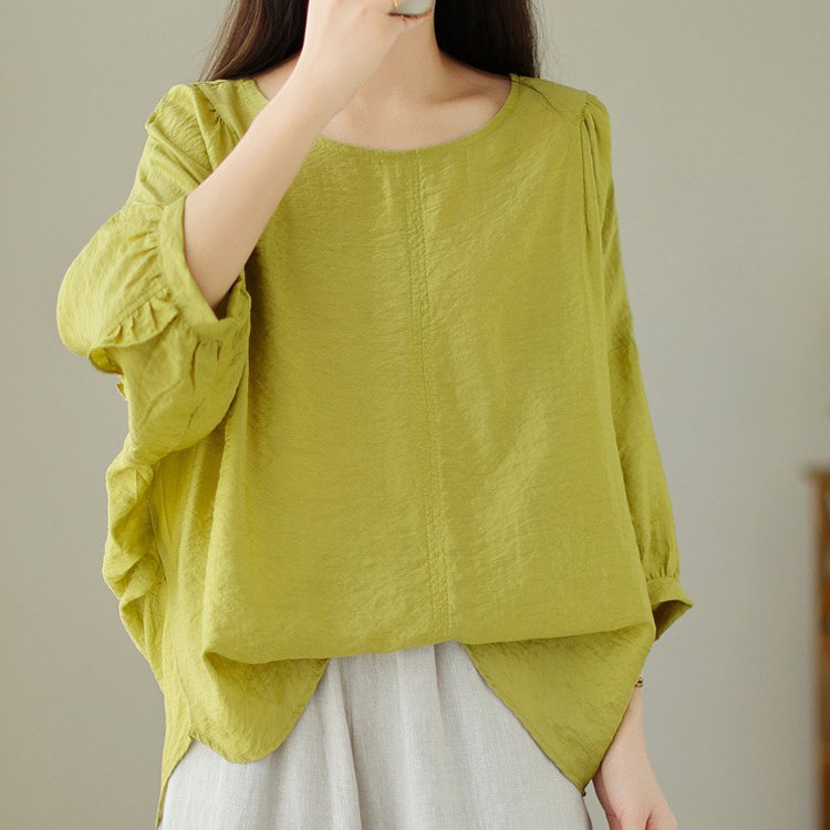 ゆったり綿麻ブラウス
