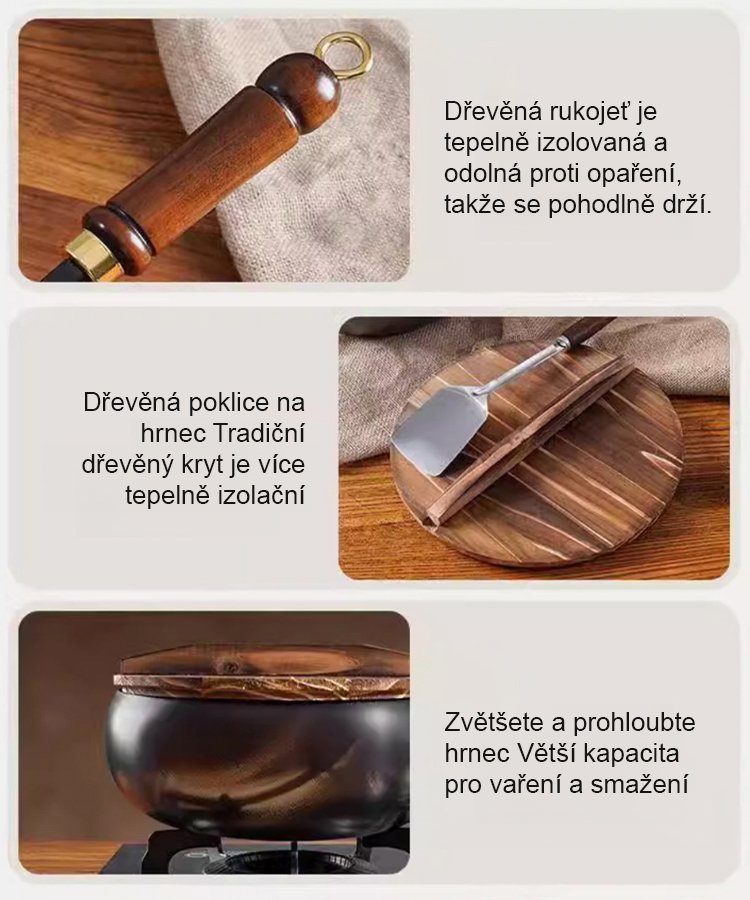 【Nepotažená zdravá pánev】doplnění železa, čistá železná nepřilnavá pánev