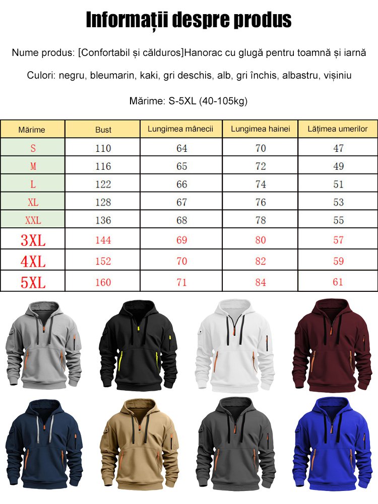 【Confortabil și călduros】  Hanorac cu glugă pentru toamnă și iarnă