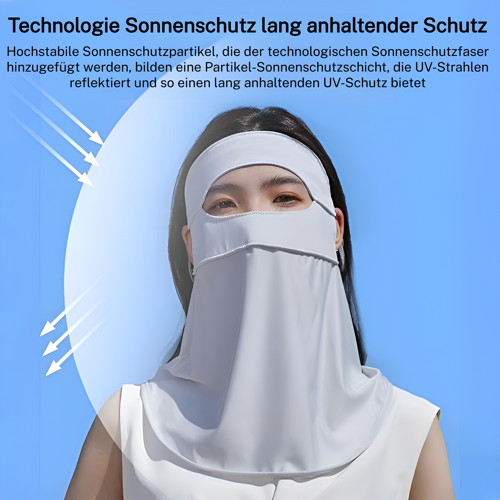Neue Sonnenschutzmaske für das ganze Gesicht, Nackenschutz, Anti-Ultraviolett, Eisseidenmaske für Mä