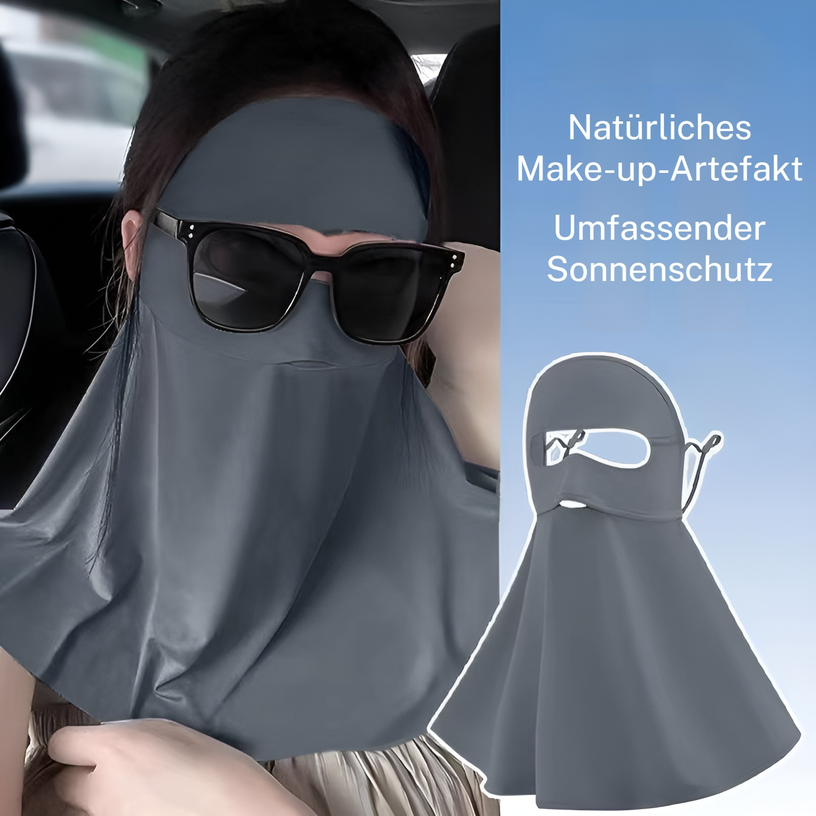 Neue Sonnenschutzmaske für das ganze Gesicht, Nackenschutz, Anti-Ultraviolett, Eisseidenmaske für Mä
