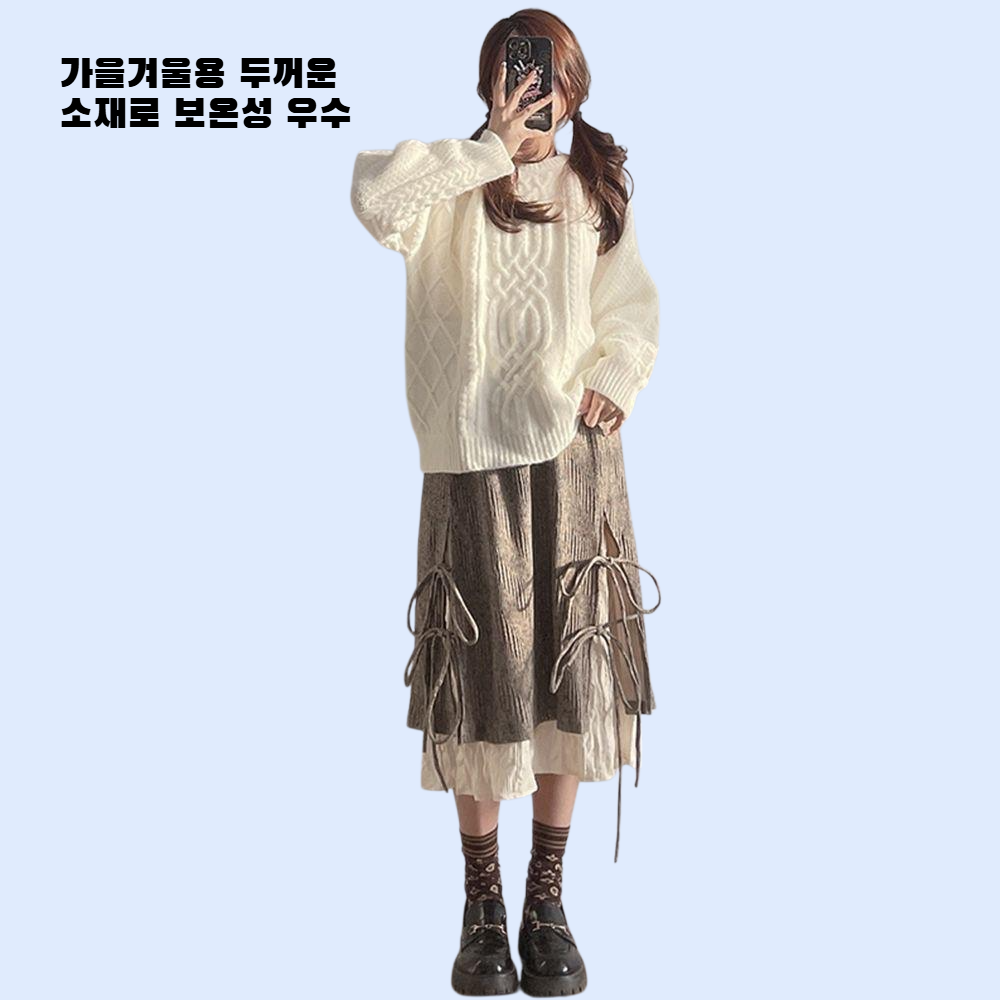 여성용 하이웨이스트 레이어드 스타일 스커트 가을겨울 신상