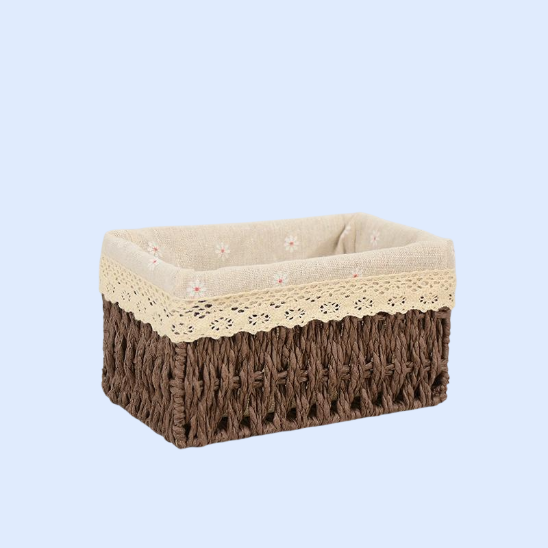  織布桌面收納籃 玩具鑰匙收納框 藤編收納籃