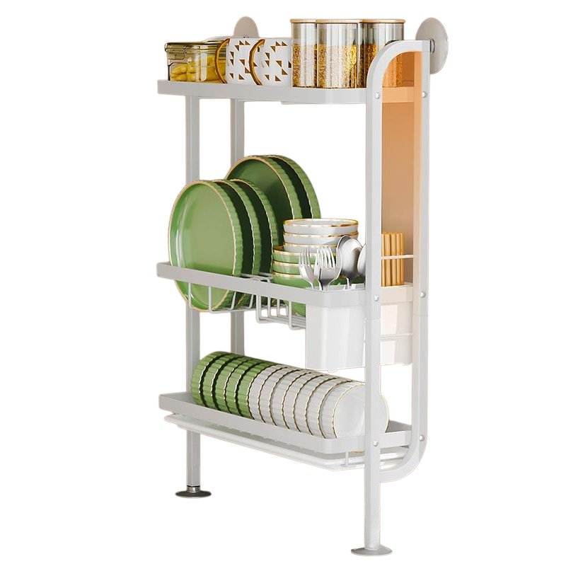 주방 바닥식 그릇 수납선반 스탠드 코너 펀치프리 벽걸이 그릇건조대 그릇선반 스탠드 수납선반