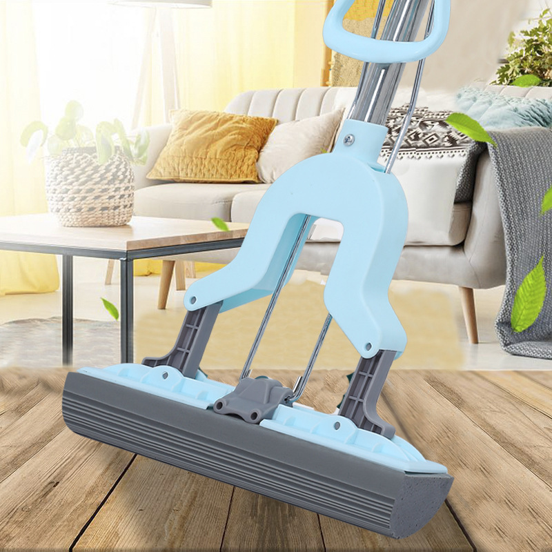 Líný bavlněný mop, mytí bez použití rukou, skládací teleskopická tyč, gumový bavlněný mop