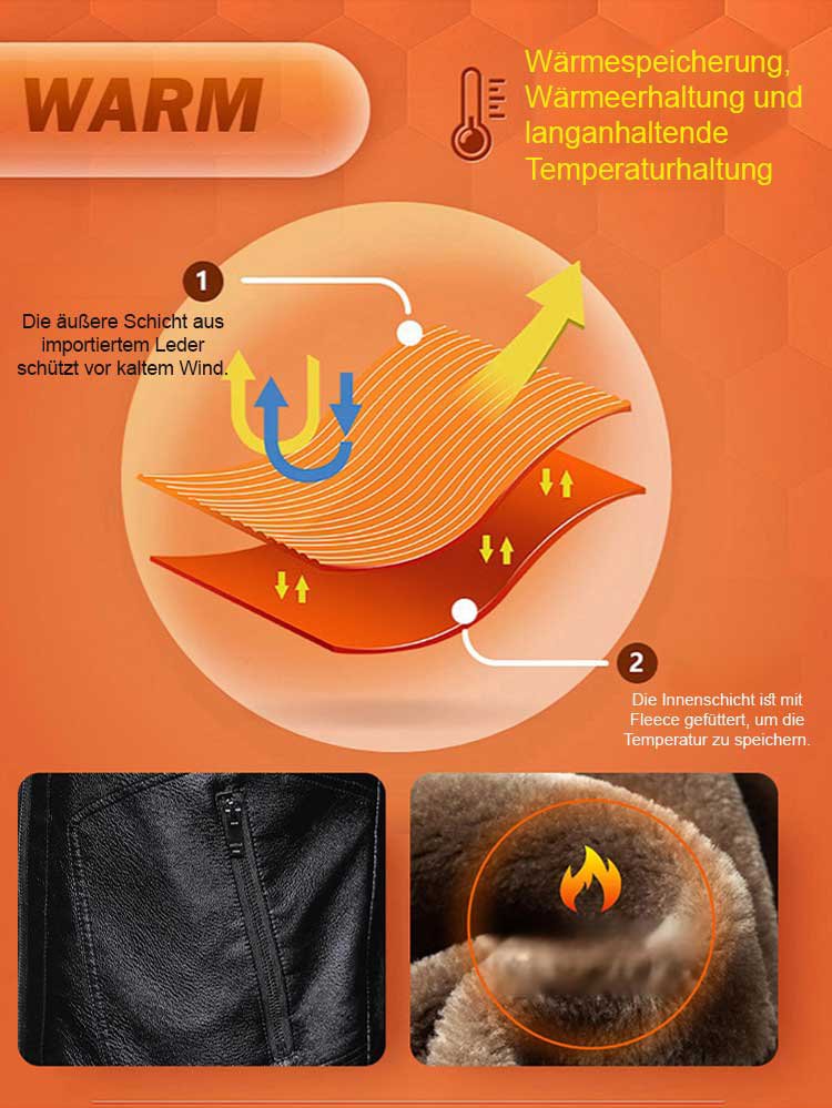 Herren gefütterte und verdickte Lederjacke