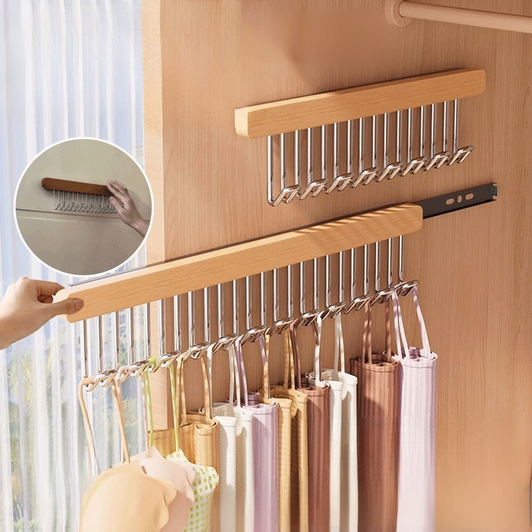可折疊伸縮內衣衣架抽拉式掛架晾衣架家用衣櫃內衣背心吊帶晾衣桿
