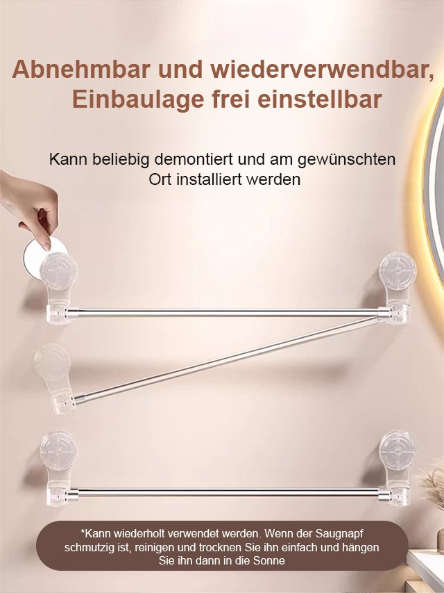 Teleskopische Aufbewahrungsstange mit Saugnapf ohne Bohren