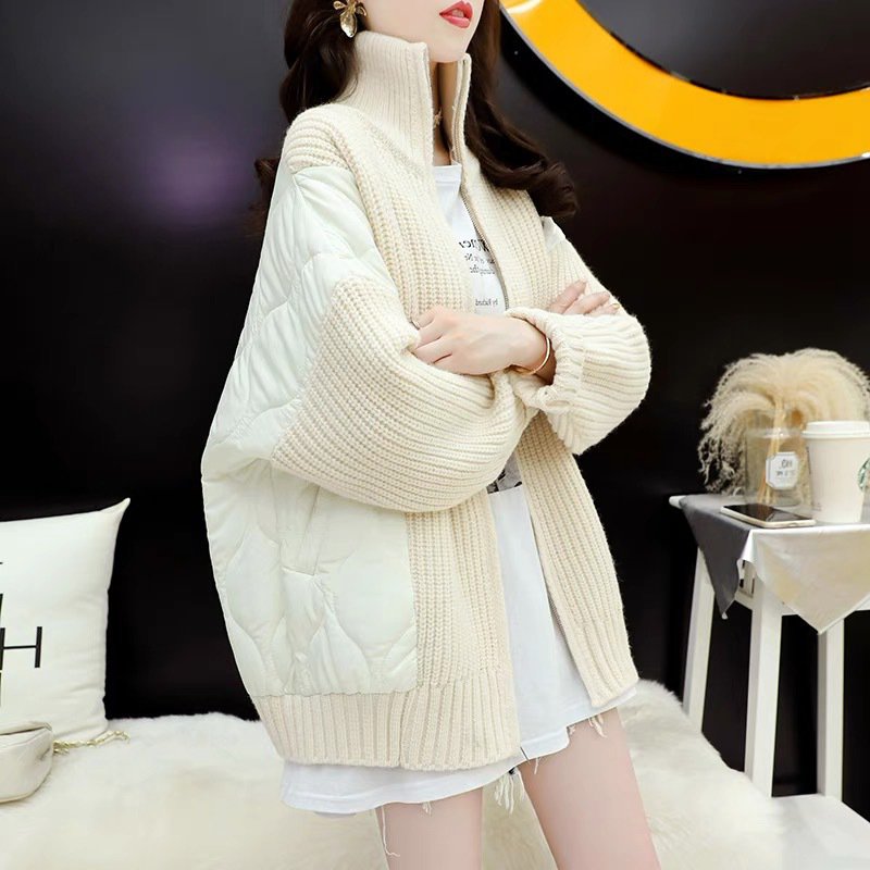 HFH毛衣拼接羽绒外套女