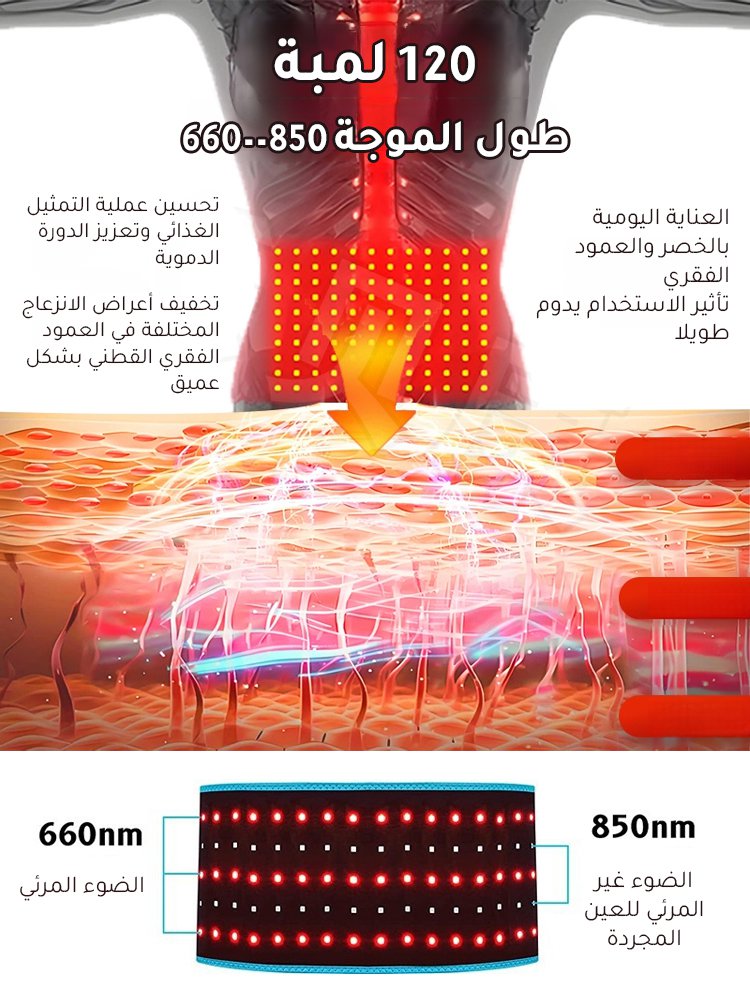 حزام علاج متعدد الوظائف بالأشعة تحت الحمراء والضوء الأحمر(لا حاجة للذهاب إلى المستشفى بشكل متكررا)
