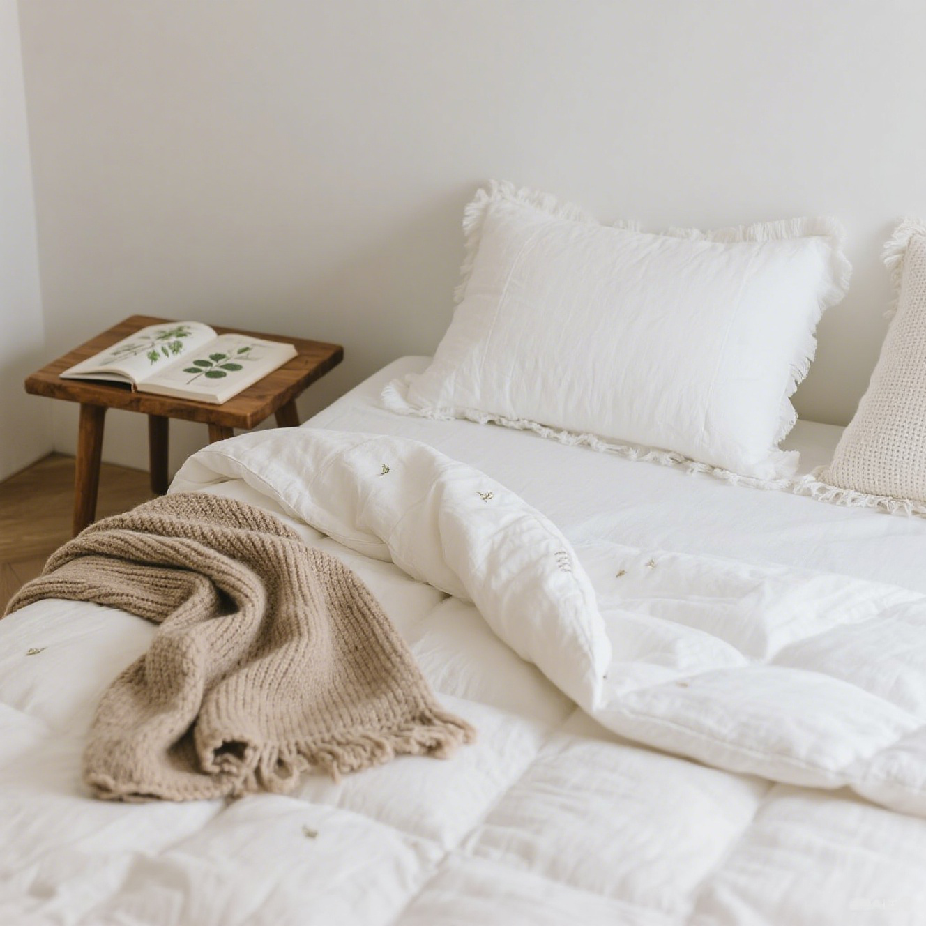 Juego de cama de cuatro piezas estilo Wabi-Sabi, lavado con agua, algodón y lino