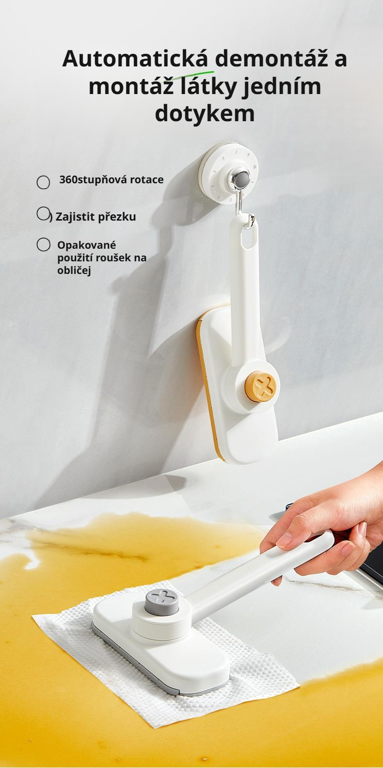 Mini automatický mop pro snadné čištění bez ručního praní