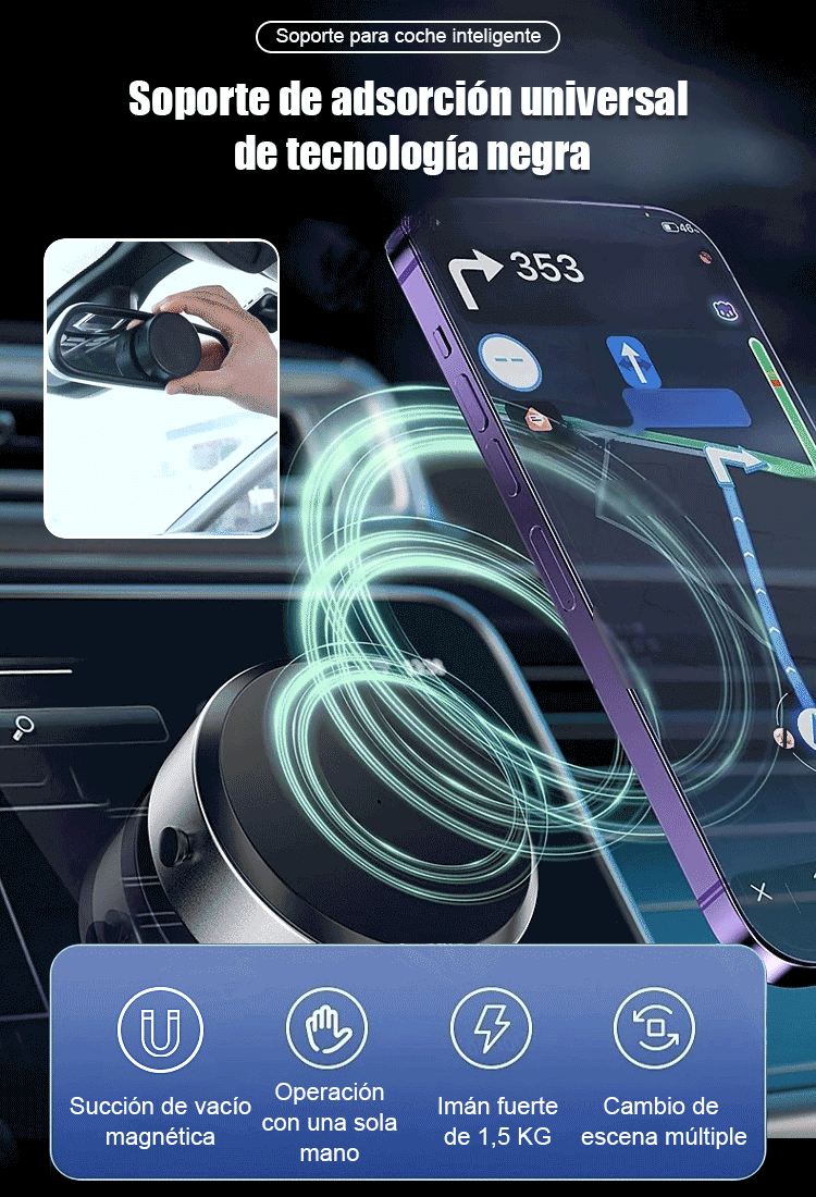 Soporte de coche con ventosa giratoria para ajustar la navegación