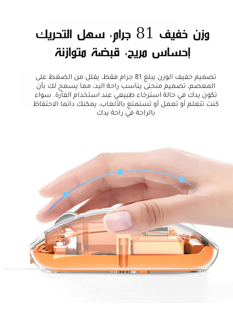 فأرة شفافة لاسلكية مغناطيسية بثلاثة أوضاع اتصال