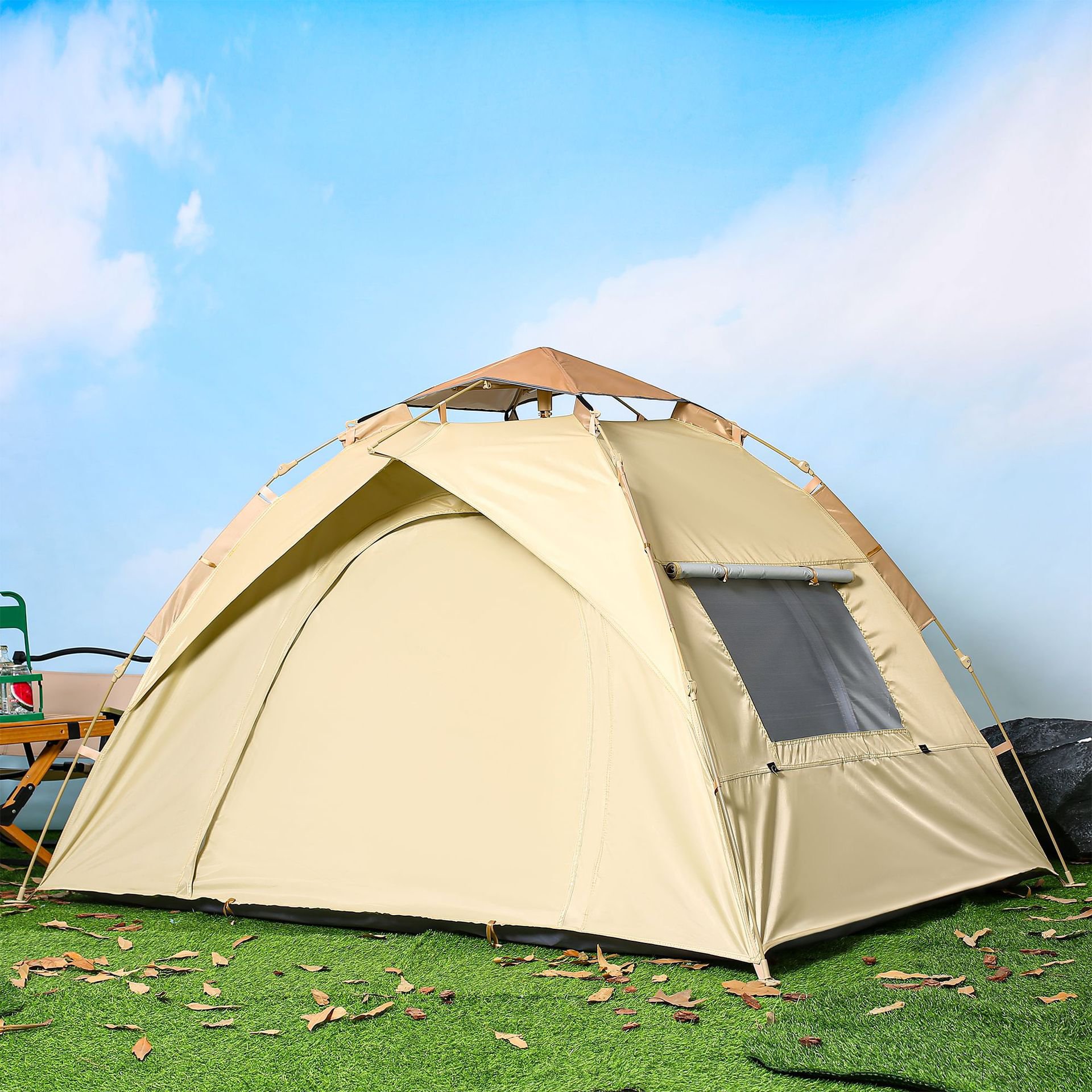 Stan na venkovní kempování v barvě khaki