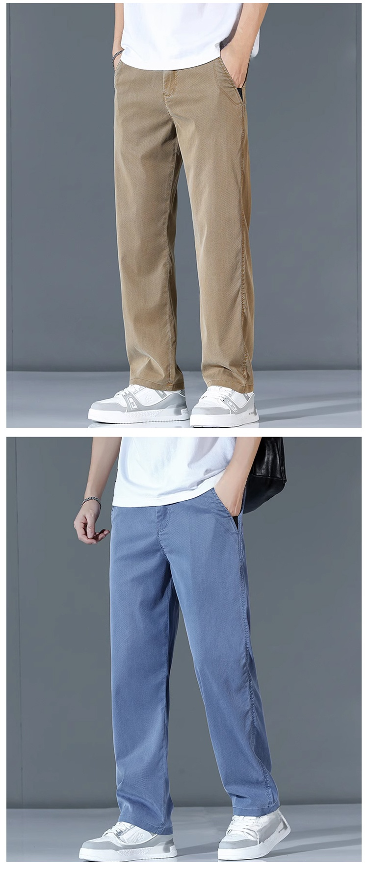 シンプルでスタイリッシュなアイスシルクパンツ横側