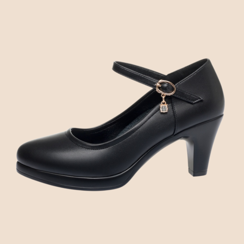 レディース滑り止め厚底ラウンドヒールシングルシューズ