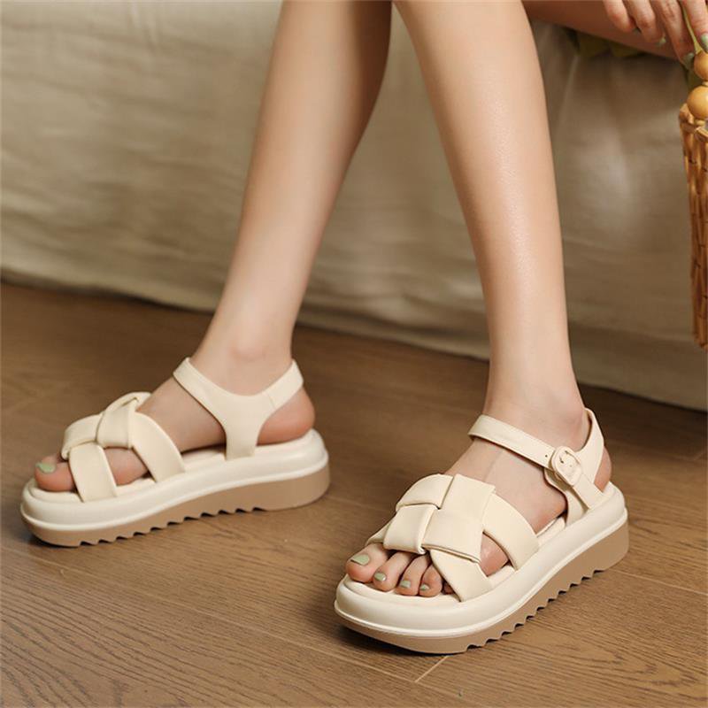 軟皮編織羅馬涼鞋