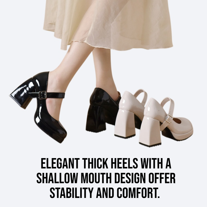 Temperament Thick Heels Shallow Mouth High Heels