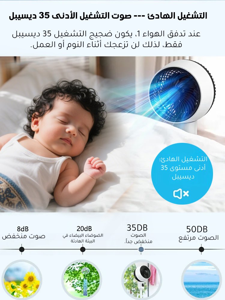 مروحة واقفة موفرة للطاقة لتعزيز الدورة الهوائية وتنقية الهواء وذات صوت تشغيل هادئ 