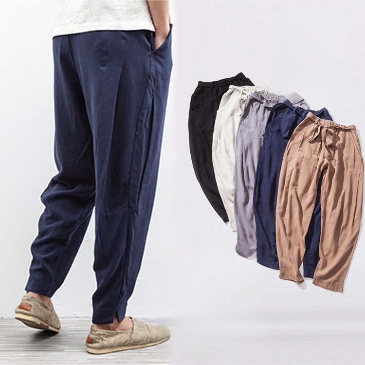 【リネンワイドパンツ】動きやすい　通気　　肌に馴染みしやすい　　しなやな光沢感