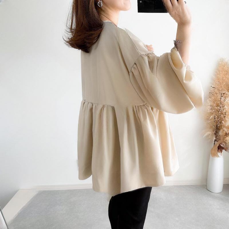 인형 셔츠 암문 라운드 루즈 인형 셔츠 암문 라운드 탑