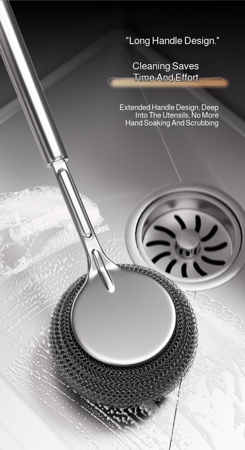 Special kitchen pot brush artifact with long handle