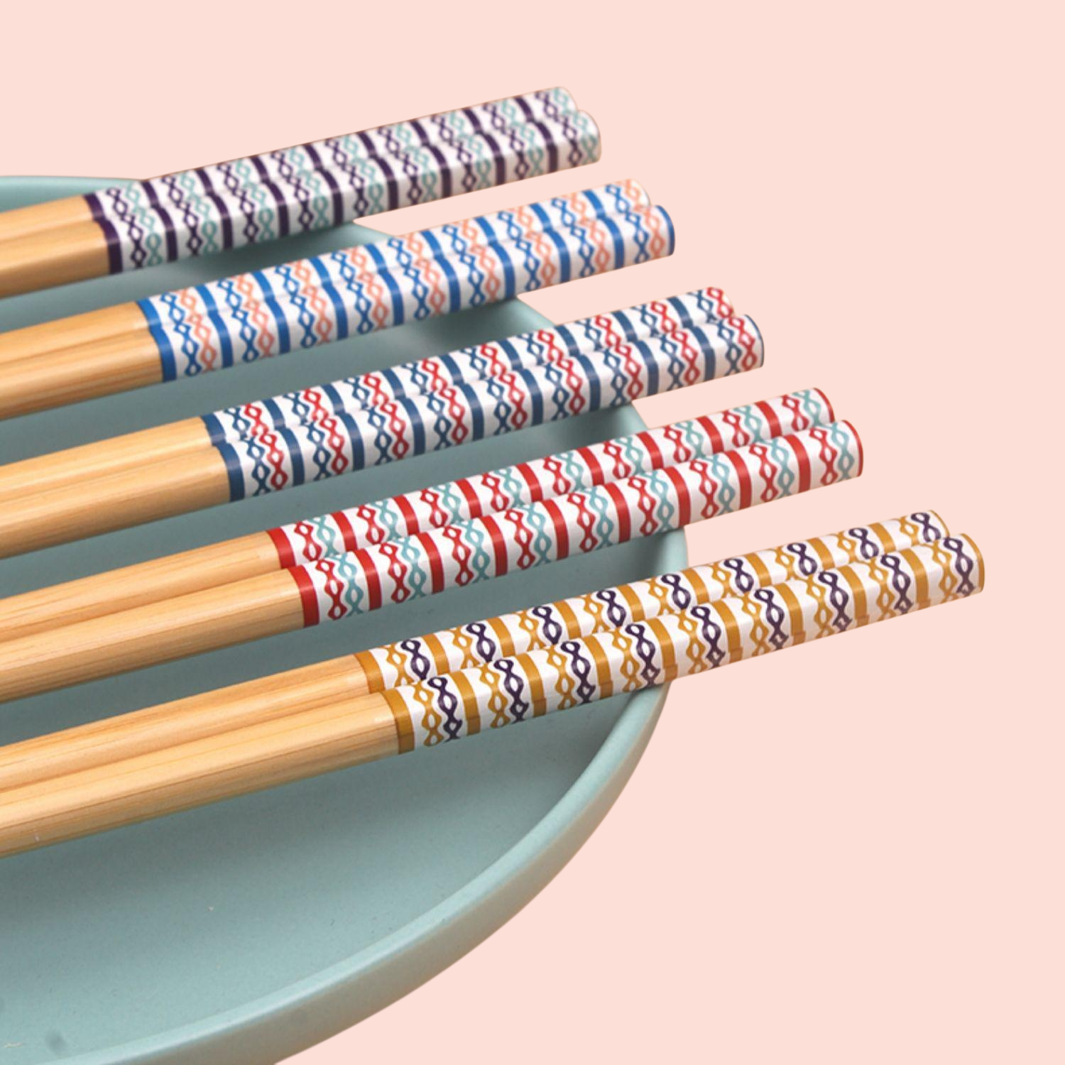 家庭用竹製箸10膳 楠竹プリント箸