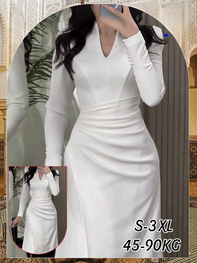  فستان طويل بخصر محدد لإظهار الرشاقة