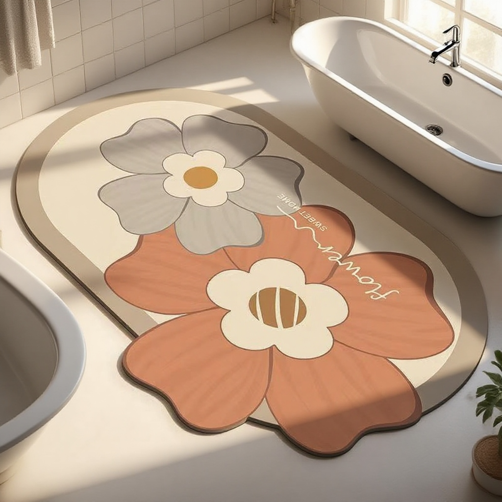 욕실 흡수 미끄럼 방지 규조 진흙 바닥 깔개 전체 모습