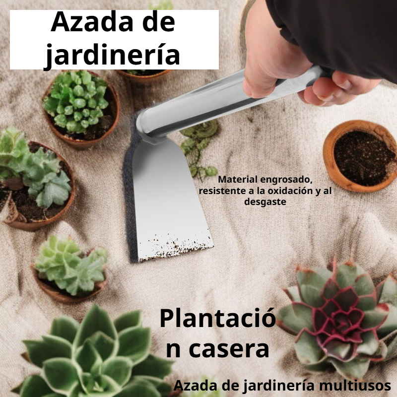 Azada agrícola de acero inoxidable reforzado para plantar verduras