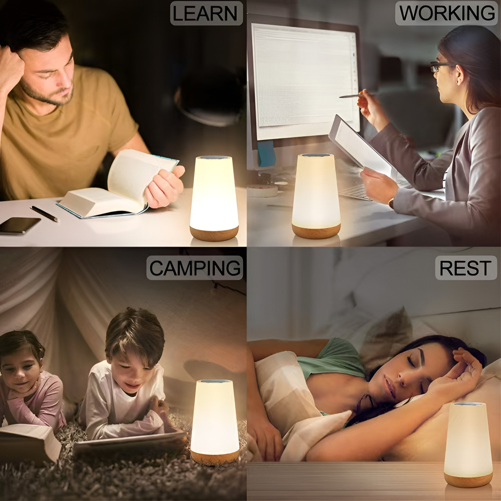 Creative remote control wood grain touch night light