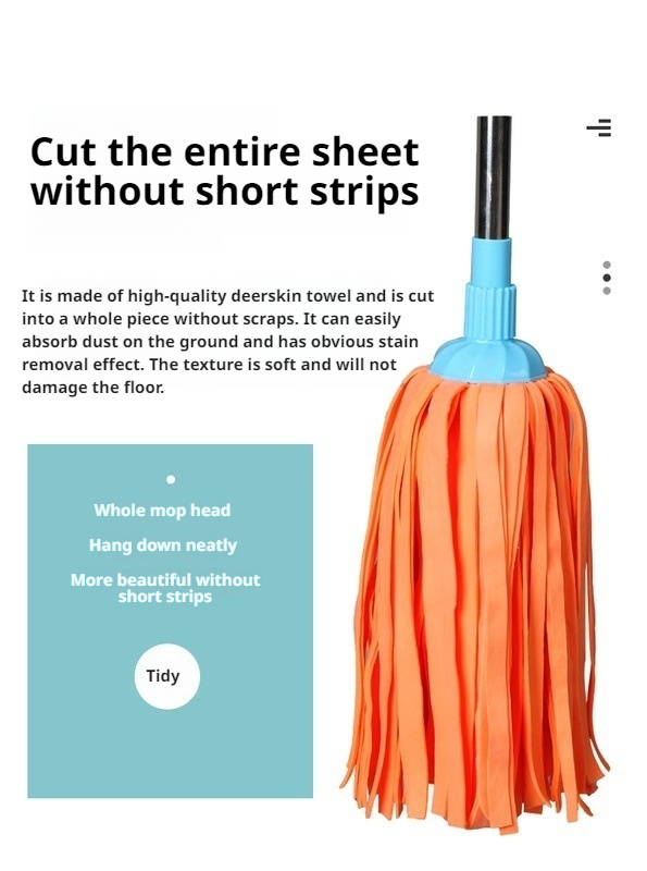 Close-up of water buckskin mop fibers